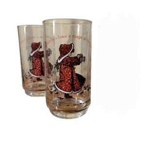 Vintage 70s Coca-Cola Holly Hobbie Limited Edition Christmas Glasses Set of 2