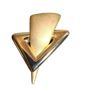 Broche vintage Venue USA en tono dorado con forma de flecha, geométrico, cepillado, brillante y llamativo
