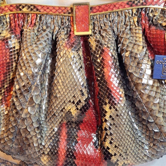 Vintage Colombetti Milano Python Snakeskin Handba… - image 3