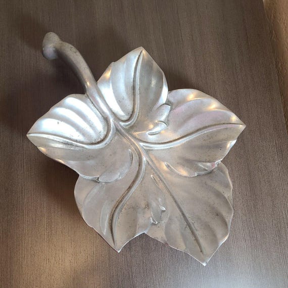 Vintage Bruce Fox Royal Hickman Cast Aluminum Leaf Bowl Signed Mid
