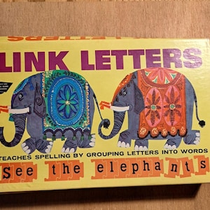 Juego educativo antiguo Link Letters de 1963, grados 1 a 4, Milton Bradley
