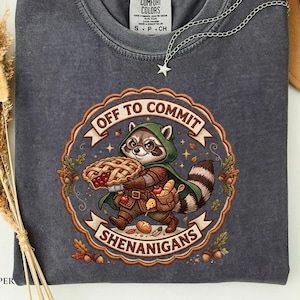 Off To Commit Shenanigans Shirt, Funny Raccoon Shirt, Wizard Raccoon Tee, Cottagecore Fantasy Shirt, Ren Faire Gift