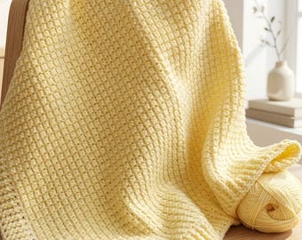 Mönster för virkad babyfilt | Texturerad månvagvisa med afghansk PDF (amerikanska termer)
