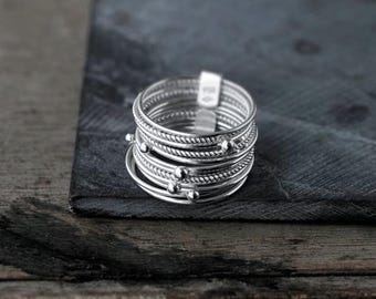 Galactical 12 Silver Stack rings