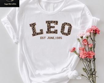 Custom Leo T-Shirt,July August Birthday Shirt,Personalized Astrology Gift Tee