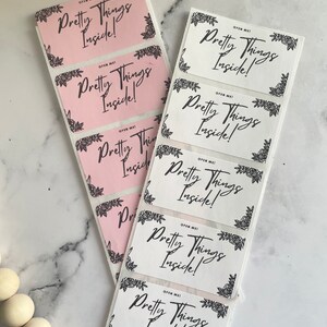 Pretty Things Inside flower sticker, small business, packaging labels