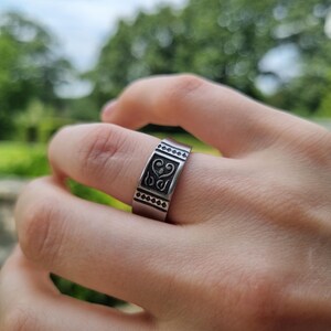 Tribal Spoon Ring – Handmade Stainless Steel Silverware Ring, Geometric Pattern, Upcycled Statement Jewelry