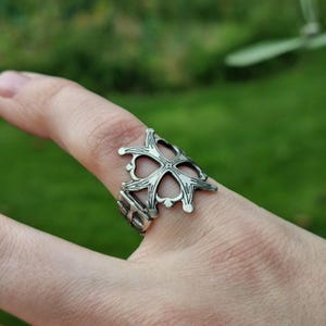 Cross Spoon Ring – Handmade Huguenot Cross Silverware Ring, Vintage Faith Jewelry, One of a Kind