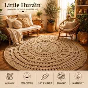Modello per tappeto mandala a raggiera all'uncinetto, tappetino boho, adatto ai principianti (download PDF)