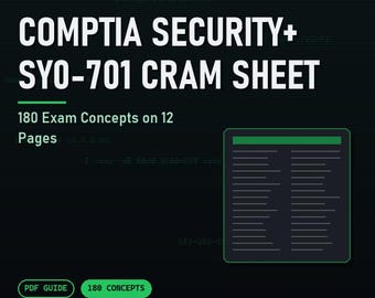 Arkusz egzaminacyjny CompTIA Security+ SY0-701: 180 pojęć egzaminacyjnych na 12 stronach do egzaminu certyfikacyjnego SY0-701