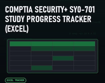 CompTIA Security+ SY0-701 Study Progress Tracker (Excel)