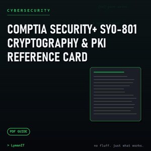 CompTIA Security+ SY0-801 Cryptography & PKI Reference Card