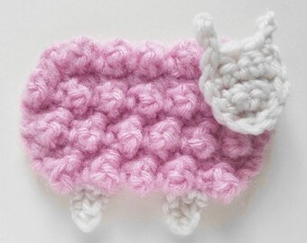 1pc 3.5" PINK SHEEP Crochet Applique