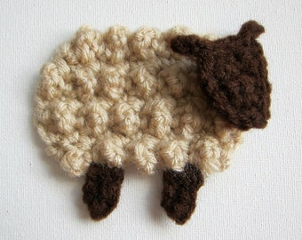 1pc 3.5" Beige SHEEP Crochet Applique