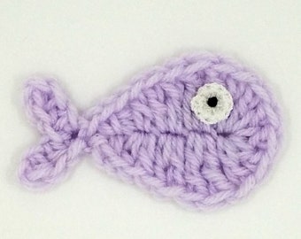 1pc 4" Lilac Big EYE FISH Crochet Applique