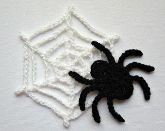 2pcs SPIDER n' WEB Crochet Applique, Solid Color