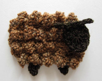 1pc 3.25" Brown SPOTTED SHEEP Crochet Applique
