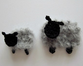 1pc Gray FUZZY SHEEP Crochet Applique