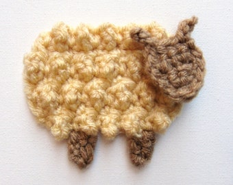 1pc 3.5" Yellow SHEEPCrochet  Applique