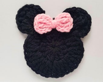 1pc Pink GIRL MOUSE Crochet Applique