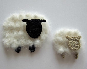 1pc Cream FUZZY SHEEP Crochet Applique