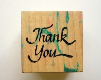 THANK YOU Wood Rubber Stamp, Pre-Used