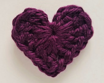 1pc 2" Dark MAGENTA HEART Crochet Applique