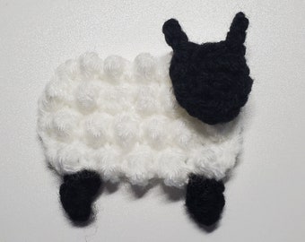 1pc 3.5" WHITE SHEEP Crochet Applique