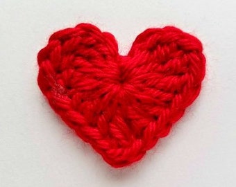 1pc 2" RED HEART Crochet Applique