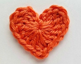 1pc 2" PEACH HEART Crochet Applique