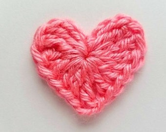 1pc 2" PINK HEART Crochet Applique