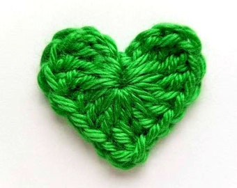 1pc 2" GREEN HEART Crochet Applique