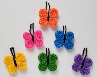 1pc 1.75" Bright Tones BUTTERFLY Crochet Applique