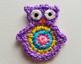 1pc 3" PURPLE OWL Crochet Applique