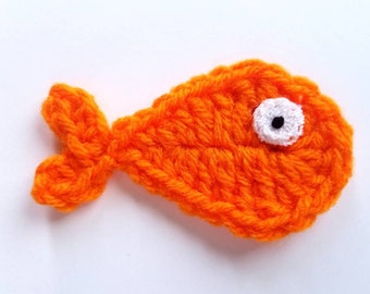 1pc 4" Orange BIG EYE FISH Crochet Applique