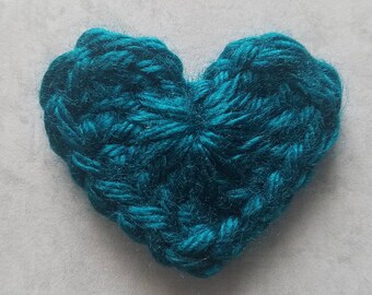 1pc 2" Dark PEACOCK Green HEART Crochet Applique