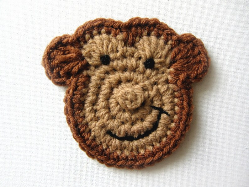 1pc 4 MONKEY FACE Crochet Applique | Etsy