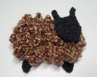 1pc 3.75" Honey SPOTTED SHEEP Crochet Applique