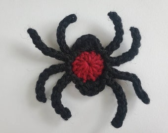 1pc 3" Black WIDOW SPIDER Crochet Applique