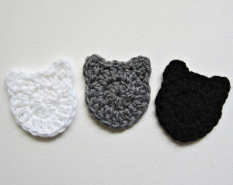 1pc CAT FACE Silhouette Crochet Applique