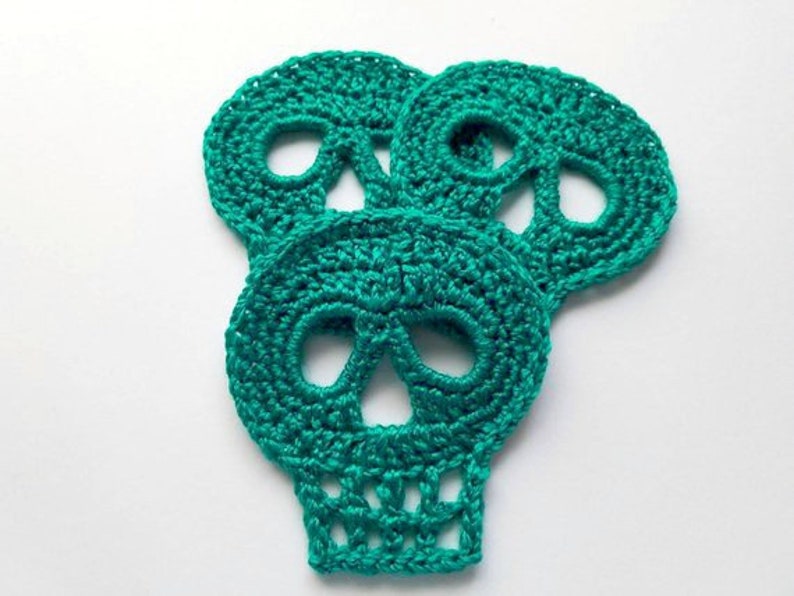 1pc 4.5 TURQUOISE SKULL Crochet Applique On SALE 25/% off