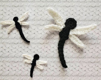 1pc White DRAGONFLY Crochet Applique