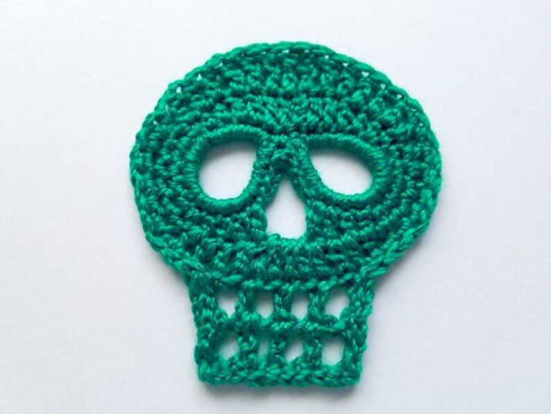 1pc 4.5 TURQUOISE SKULL Crochet Applique On SALE 25/% off