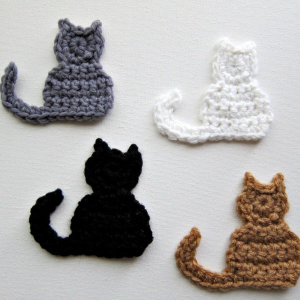 1pc 3.5" LITTLE CAT Silhouette Crochet Applique