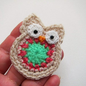 1pc 2.5 Round OWL Crochet Applique image 2
