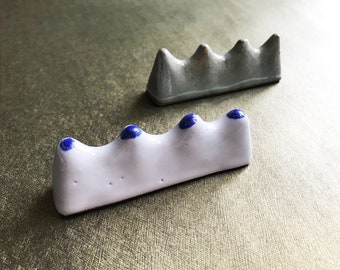 Ceramic Brush Pen Holder Stand - Mountain - Green, White