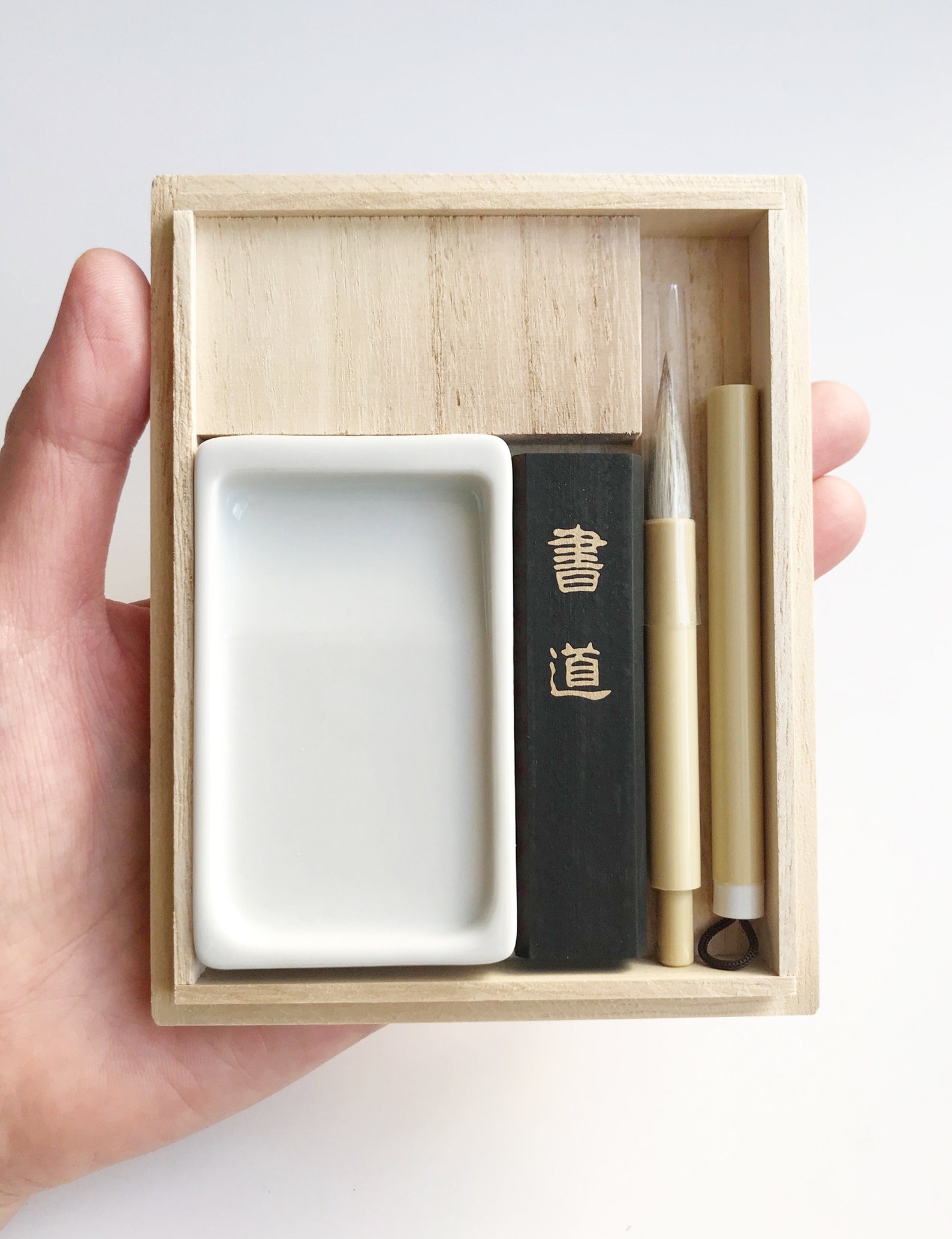 Japanese Calligraphy Set Brush Ink Stick & Ink Stone With Etsy