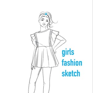 Kids Girls Fashion Figure Templates - 3 Different Colored Skin