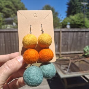 Handmade Needle Felted 70&#39;s colors earrings