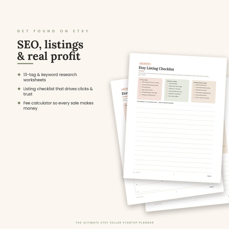 Ultimate Etsy Seller Planner | Printable Small Business Startup Workbook & Launch Guide image 4